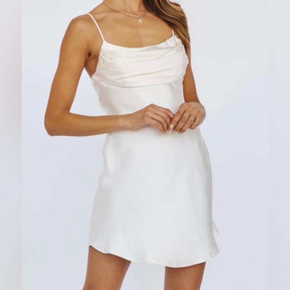 Hello Molly Champagne Satin Mini Dress XS